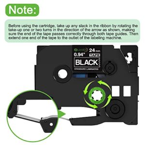 Buyalot Compatible Label Tape Replacement for Brother Ptouch Label Maker Tape, TZe-355 24mm 1 Inch Standard Laminated White on Black Compatible with Brother Ptouch PTD600 PTP700 PT2300, 2-Pack