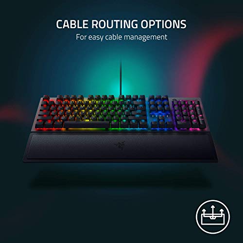 Razer BlackWidow V3 Mechanical Gaming Keyboard: Yellow Mechanical Switches - Linear & Silent - Chroma RGB Lighting - Compact Form Factor - Programmable Macro Functionality - USB Passthrough (Renewed)