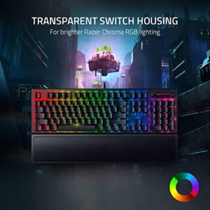 Razer BlackWidow V3 Mechanical Gaming Keyboard: Yellow Mechanical Switches - Linear & Silent - Chroma RGB Lighting - Compact Form Factor - Programmable Macro Functionality - USB Passthrough (Renewed)