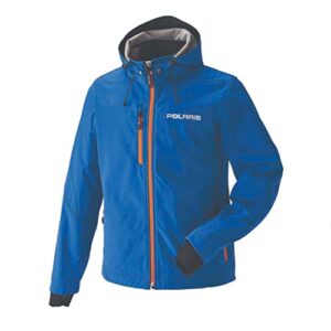 polaris men’s softshell jacket – blue/orange – size medium