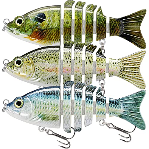 TRUSCEND Fishing Lures for Bass Trout Multi Jointed Swimbait Slow Sinking Bionic Swimming Lures Freshwater Saltwater Lifelike Bass Pike Lures