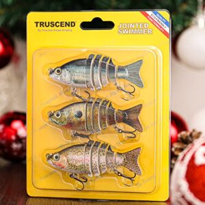 TRUSCEND Fishing Lures for Bass Trout Multi Jointed Swimbait Slow Sinking Bionic Swimming Lures Freshwater Saltwater Lifelike Bass Pike Lures