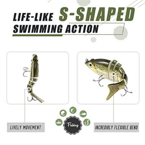 TRUSCEND Fishing Lures for Bass Trout Multi Jointed Swimbait Slow Sinking Bionic Swimming Lures Freshwater Saltwater Lifelike Bass Pike Lures