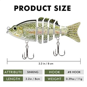 TRUSCEND Fishing Lures for Bass Trout Multi Jointed Swimbait Slow Sinking Bionic Swimming Lures Freshwater Saltwater Lifelike Bass Pike Lures