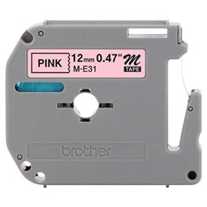brother 1/2 inch x 26.2 feet black on metallic pink for p-touch (me31) – retail packaging