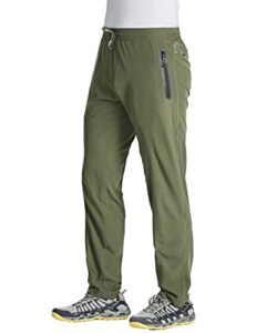 magcomsen running pants men zipper pockets track pants summer pants hiking pants quick dry pants active pants training pants men sweatpants for men army green