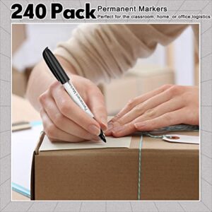 Yahenda 240 Pack Permanent Markers Bulk Black Permanent Marker Set Fine Point Marker Pens Waterproof Markers Work on Wood, Metal, Plastic, Stone, Glass