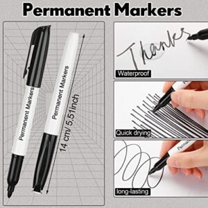 Yahenda 240 Pack Permanent Markers Bulk Black Permanent Marker Set Fine Point Marker Pens Waterproof Markers Work on Wood, Metal, Plastic, Stone, Glass