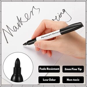 Yahenda 240 Pack Permanent Markers Bulk Black Permanent Marker Set Fine Point Marker Pens Waterproof Markers Work on Wood, Metal, Plastic, Stone, Glass