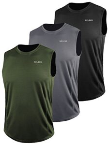 neleus men’s 3 pack muscle workout tank top for gym running,5042,black,grey,olive green,l,eu xl