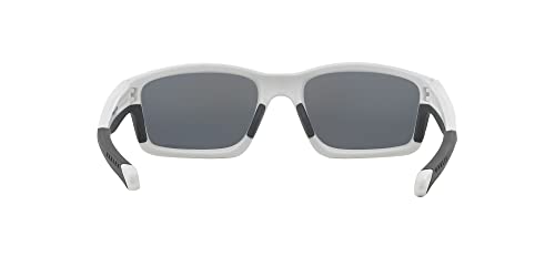 Oakley Men's OO9247 Chainlink Rectangular Sunglasses, Matte White/Grey Polarized, 57 mm