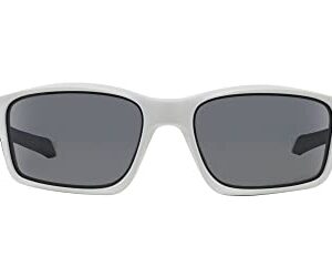 Oakley Men's OO9247 Chainlink Rectangular Sunglasses, Matte White/Grey Polarized, 57 mm