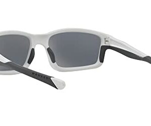 Oakley Men's OO9247 Chainlink Rectangular Sunglasses, Matte White/Grey Polarized, 57 mm