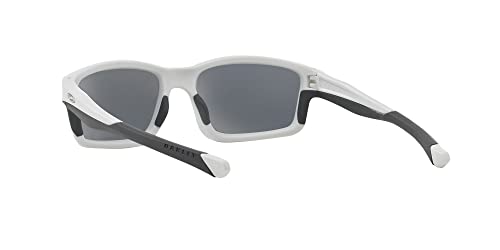 Oakley Men's OO9247 Chainlink Rectangular Sunglasses, Matte White/Grey Polarized, 57 mm