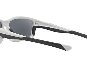 Oakley Men's OO9247 Chainlink Rectangular Sunglasses, Matte White/Grey Polarized, 57 mm