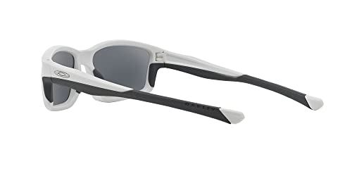 Oakley Men's OO9247 Chainlink Rectangular Sunglasses, Matte White/Grey Polarized, 57 mm