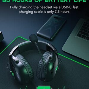 Black Shark 2.4Ghz Wireless Gaming Headset for PC PS4 PS5 Laptops,Over-Ear Bluetooth 5.2 Gaming Headphones with Detachable Ultra-Clear Microphone,60 Hours Playtime, 3.5mm Wired Mode for Xbox Series