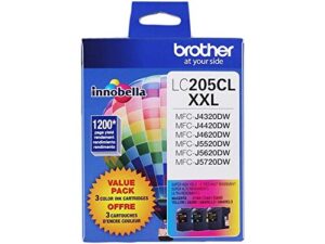brother lc205-3pks combo pack ink extra high yield (3x 1,200 yield)(c/m/y)