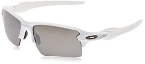 oakley men’s oo9188 flak 2.0 xl rectangular sunglasses, polished white/prizm black polarized, 59 mm