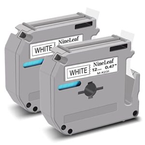 nineleaf 2 pack compatible for brother p-touch m tape mk131 mk231 m-k231 m231 black on clear/white label tape 1/2” 0.47 inch (12mm) x 26.2 ft 8m work with pt-m95 pt-90 pt-70bm pt-65 pt-85 label maker
