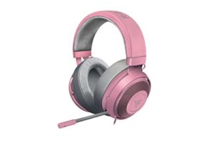 razer kraken pro v2: lightweight aluminum headband – retractable mic – in-line remote – gaming headset works with pc, ps4, xbox one, switch, & mobile devices – quartz
