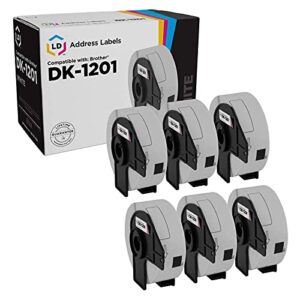 ld products compatible address label replacement for brother dk-1201 1.1 in x 3.5 in (400 labels, 6-pack) for use in p-touch ql label makers: 1050, 1050n, 1060n, 500, 550, 570, 570vm, 580n, and 650td