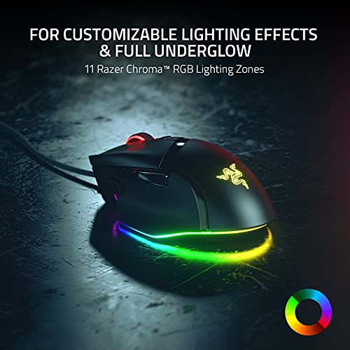 Razer Basilisk V3 Customizable Ergonomic : Fastest Gaming Mouse Switch Chroma RGB Lighting 26K DPI Optical Sensor - 11 Programmable Buttons HyperScroll Tilt Wheel Classic Black (Renewed)