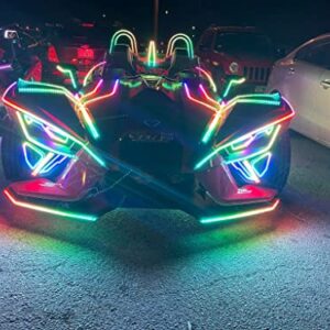 2PCS Angel Eyes Bluetooth CHASING Vent Overlay Lights KIT For 2020 2021 2022 2023 Polaris Slingshot Headlights