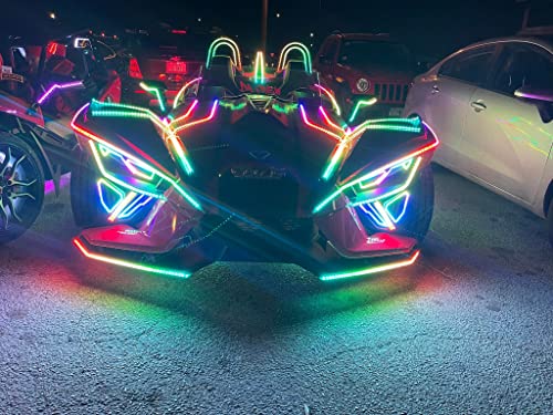 2PCS Angel Eyes Bluetooth CHASING Vent Overlay Lights KIT For 2020 2021 2022 2023 Polaris Slingshot Headlights