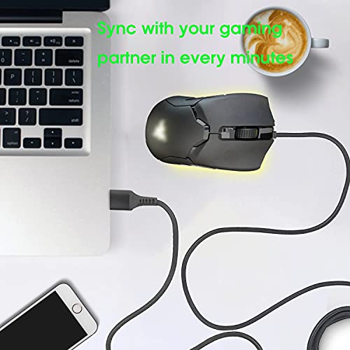 Braided USB Fast Charger Cord Fits for Razer Viper Ultimate/Naga Pro 20000 DPI/DeathAdder V2 pro/Razer Basilisk Gaming Mice,4.9Ft Charging Cord for Razer Wireless Gaming Mouse Charging Dock