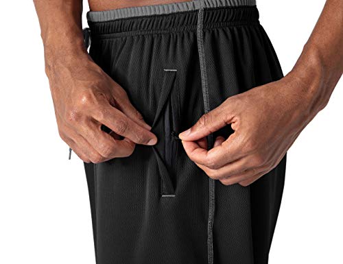 TOTNMC Men's Sweatpants Athletic Warm Up Pants Open Bottom Pants 2 Zipper Pockets Black/Gray