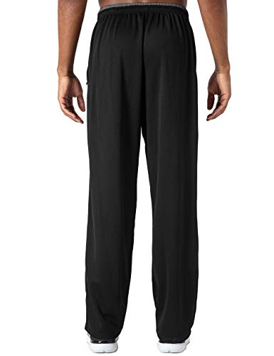 TOTNMC Men's Sweatpants Athletic Warm Up Pants Open Bottom Pants 2 Zipper Pockets Black/Gray