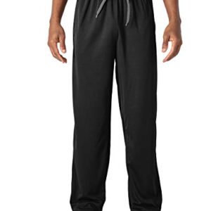 TOTNMC Men's Sweatpants Athletic Warm Up Pants Open Bottom Pants 2 Zipper Pockets Black/Gray