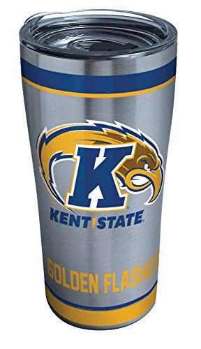 Tervis NCAA Kent State Golden Flashes Tradition Stainless Steel Insulated Tumbler with Lid, 20 oz, Silver