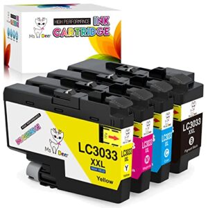 ms deer compatible lc3033 bk/c/m/y ink cartridges replacement for brother lc3033xxl lc 3033 xxl lc3035 3035 super high yield work for brother mfc-j995dw mfc-j805dw mfc-j815dw mfcj995dw printer 4-pack