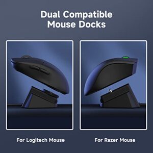 MOSHOU Mouse Wireless Charger Station Compatible with Logitech G Pro X Superlight G903h G703h G502 Lightspeed Razer DeathAdder V2 Naga Viper Basilisk Ultimate Gaming Mice Mouse Dock Station