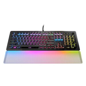 roccat vulcan ii max – optical-mechanical pc gaming keyboard with customizable rgb illuminated keys and palm rest, titan ii tactile linear switches, aluminum plate, 100m keystroke durability – black