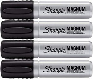 sharpie pro magnum professional permanent marker, oversized chisel tip, black ink, pack of 4