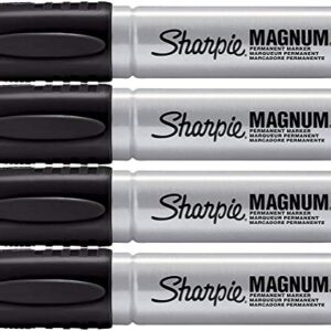 Sharpie Pro Magnum Professional Permanent Marker, Oversized Chisel Tip, Black Ink, Pack of 4