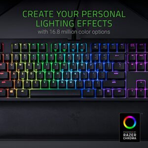 Razer BlackWidow TE Chroma v2 TKL Tenkeyless Mechanical Gaming Keyboard: Green Key Switches, Tactile & Clicky, Chroma RGB Lighting, Magnetic Wrist Rest, Programmable Macros, Classic Black