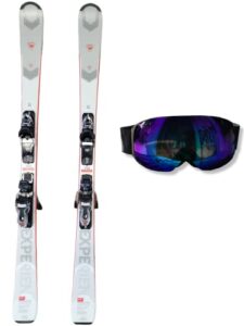 rossignol experience 76 snow skis with bindings – mens/womens downhill all mountain ski package includes skis, look express bindings, and switchbak goggles. (152cm)