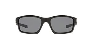 oakley men’s oo9247 chainlink rectangular sunglasses, matte black/grey polarized, 57 mm