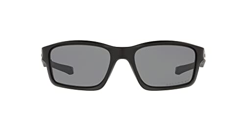 Oakley Men's OO9247 Chainlink Rectangular Sunglasses, Matte Black/Grey Polarized, 57 mm