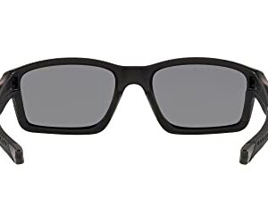 Oakley Men's OO9247 Chainlink Rectangular Sunglasses, Matte Black/Grey Polarized, 57 mm