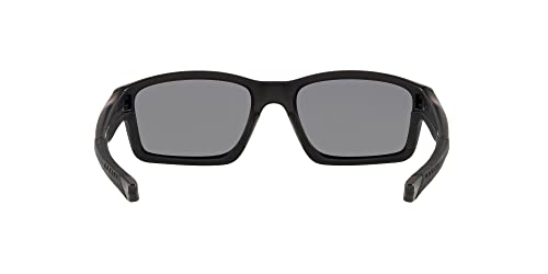 Oakley Men's OO9247 Chainlink Rectangular Sunglasses, Matte Black/Grey Polarized, 57 mm