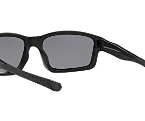 Oakley Men's OO9247 Chainlink Rectangular Sunglasses, Matte Black/Grey Polarized, 57 mm