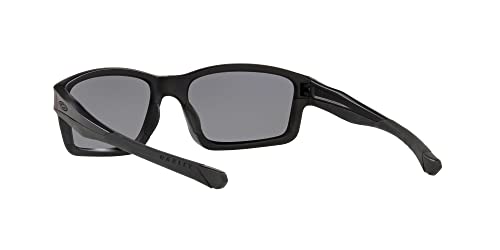Oakley Men's OO9247 Chainlink Rectangular Sunglasses, Matte Black/Grey Polarized, 57 mm