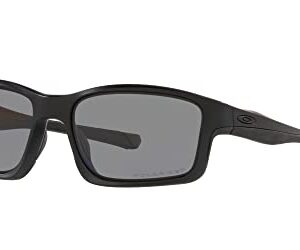 Oakley Men's OO9247 Chainlink Rectangular Sunglasses, Matte Black/Grey Polarized, 57 mm