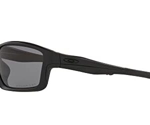 Oakley Men's OO9247 Chainlink Rectangular Sunglasses, Matte Black/Grey Polarized, 57 mm