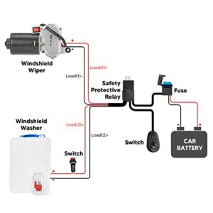 WSays 12V Electric Windshield Wiper Washer Pump Kit Compatible with Polaris RZR Ranger Can-Am Defender Marverick Commander Honda Pioneer Talon Kawasaki Mule Teryx